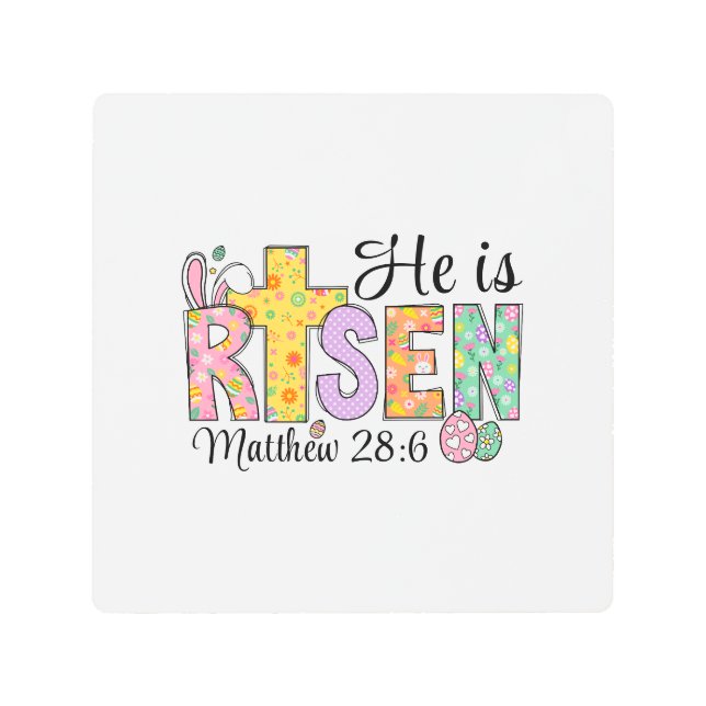 He Is Risen Easter Christian  メタルプリント (正面)