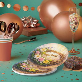 He Is Risen Easter Floral Crown of Thorns ペーパープレート