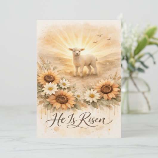 He is Risen Easter Lamb Christian Religious シーズンカード (スタンド正面)