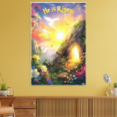 He Is Risen — Easter Resurrection —  Luke 24:6 キャンバスプリント (インサイチュ (リビング))