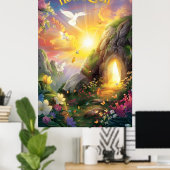 He Is Risen — Easter Resurrection —  Luke 24:6 ポスター (ホームオフィス)