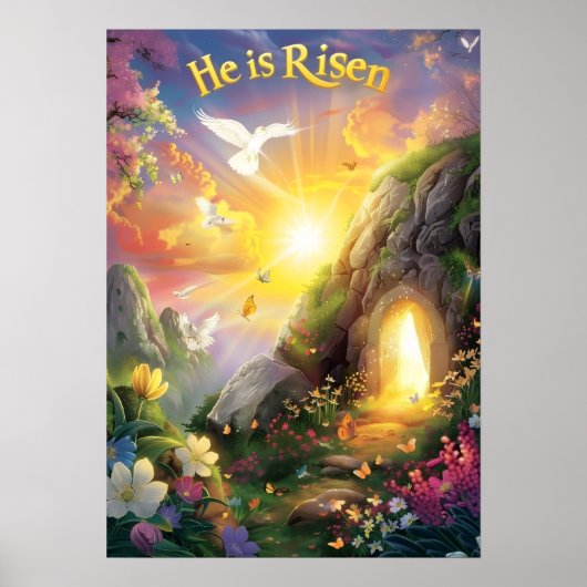 He Is Risen — Easter Resurrection — Luke 24:6 ポスター (正面)
