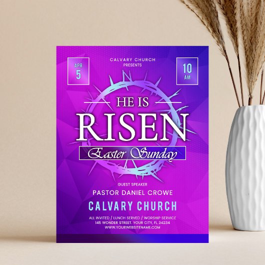 He Is Risen Easter Sunday Church Flyer チラシ