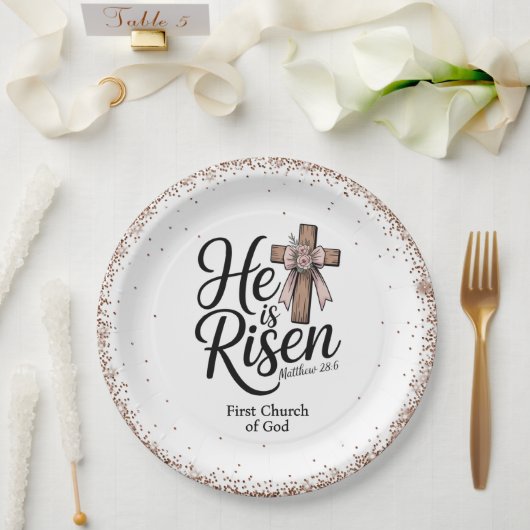 He is Risen! Easter Sunday Paper Plate ペーパープレート (ウェディング)