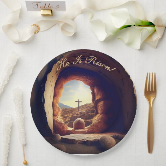 He is Risen! Easter Sunday Paper Plate ペーパープレート (ウェディング)