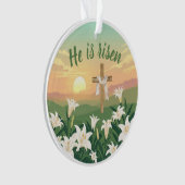 He is Risen Easter Sunrise Personalized Ornament オーナメント (正面)