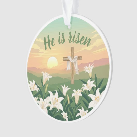 He is Risen Easter Sunrise Personalized Ornament オーナメント (正面)