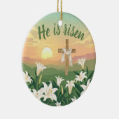 He is Risen Easter Sunrise Personalized Ornament セラミックオーナメント (右)