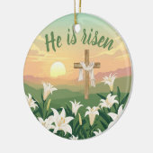 He is Risen Easter Sunrise Personalized Ornament セラミックオーナメント (左)