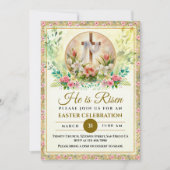 He Is Risen Easter Watercolor Flowers, Religious シーズンカード (正面)