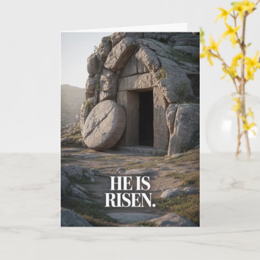 He Is Risen Empty Tomb Christian Easter Card カード (黄色い花)