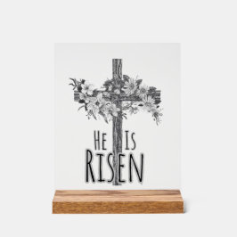 He Is Risen Floral Cross Acrylic Sign アクリルサイン
