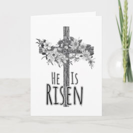 He Is Risen Floral Cross Card カード