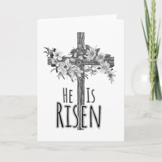He Is Risen Floral Cross Card カード (正面)