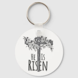 He Is Risen Floral Cross Keychain キーホルダー