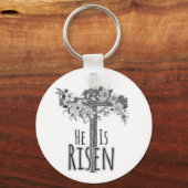 He Is Risen Floral Cross Keychain キーホルダー (正面)