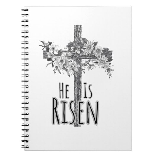 He Is Risen Floral Cross Notebook ノートブック (正面)