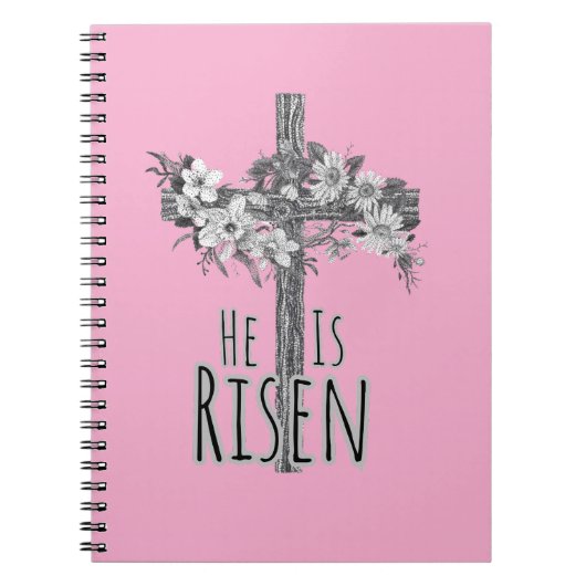 He Is Risen Floral Cross Spiral Notebook ノートブック (正面)