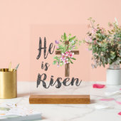 He is Risen Floral Cross Vintage Happy Easter T-Sh アクリルサイン (ウェディング)