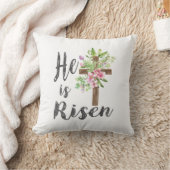 He is Risen Floral Cross Vintage Happy Easter T-Sh クッション (ブランケット)