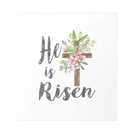 He is Risen Floral Cross Vintage Happy Easter T-Sh ノートパッド (正面)