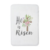 He is Risen Floral Cross Vintage Happy Easter T-Sh バスマット (正面縦)