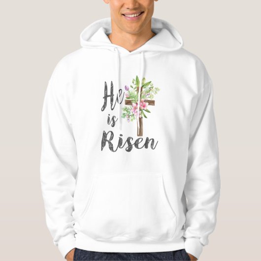 He is Risen Floral Cross Vintage Happy Easter T-Sh パーカ (正面)