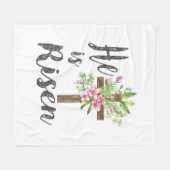He is Risen Floral Cross Vintage Happy Easter T-Sh フリースブランケット (正面(横))