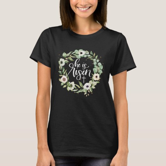 He Is Risen FLower Happy Easter Day For Kids Girls Tシャツ (正面)
