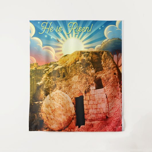 He is Risen - Garden Tomb Jerusalem タペストリー (正面)
