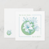 He is RISEN! - Green + Teal Lily 招待状 (正面/裏面)