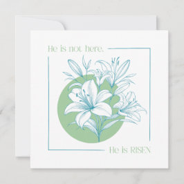 He is RISEN! - Green + Teal Lily 招待状