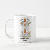 He is Risen Happy Easter Gift with Cross & Bunnies コーヒーマグカップ (左)