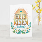 He Is Risen Indeed Easter Card カード (黄色い花)