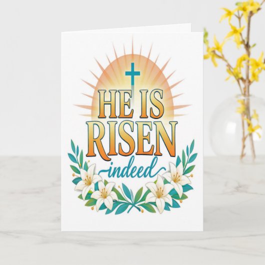 He Is Risen Indeed Easter Card カード (黄色い花)