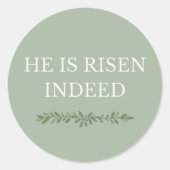 He is Risen Indeed Sticker Christian Faith Design ラウンドシール (正面)