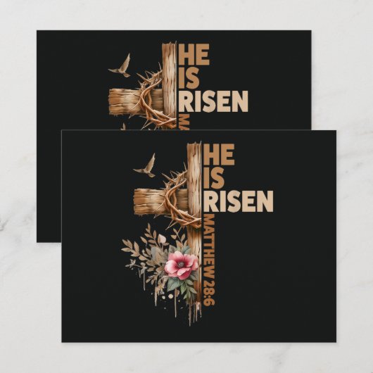 He is Risen Jesus Christian Religious Easter 招待状 (正面/裏面)