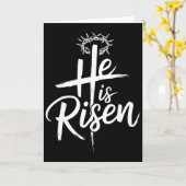 He Is Risen Jesus Cross For Religious Christian Ea カード (黄色い花)