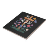 He Is Risen Jesus Floral Christian Easter タイル (側面)