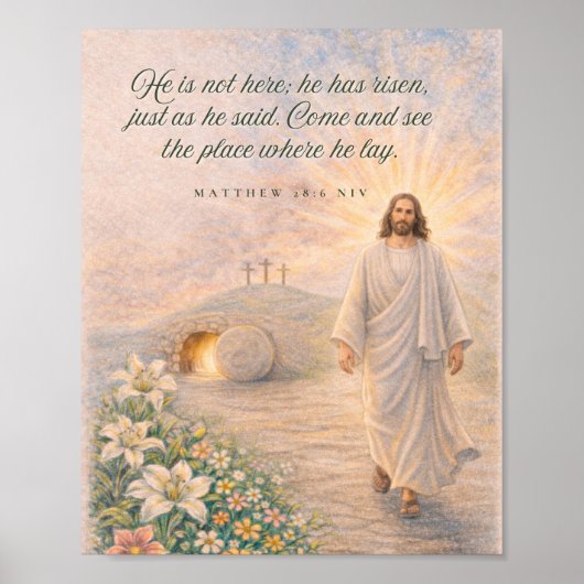 He Is Risen – Matthew 28:6 Bible Verse - Easter ポスター (正面)