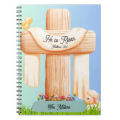He Is Risen Matthew 28:6 Christian Cross  ノートブック (正面)