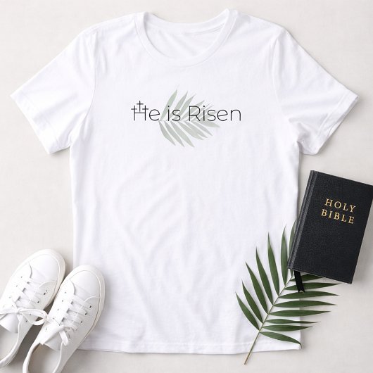 He Is Risen Minimalist 3 Crosses Palm Leaf Easter トライブレンドＴシャツ