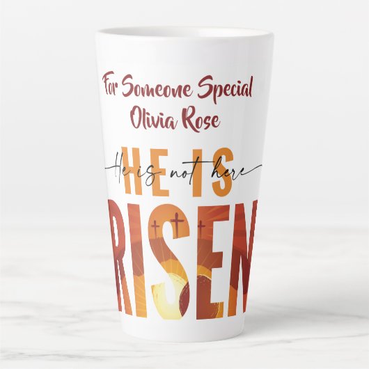 He Is Risen Personalised Image & Text Latte Mug カフェラテマグ (正面)