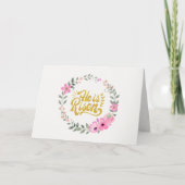 He Is Risen Personalized Christian Elegant Floral  カード (正面)