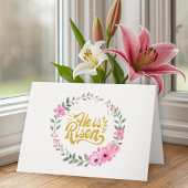 He Is Risen Personalized Christian Elegant Floral カード
