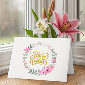 He Is Risen Personalized Christian Elegant Floral  カード
