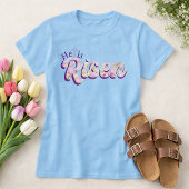 He Is Risen Purple Floral Script Christian Easter  Tシャツ
