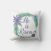 He is Risen Religious Easter Floral クッション (正面)