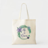 He is Risen Religious Easter Floral トートバッグ (正面)