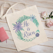 He is Risen Religious Easter Floral トートバッグ